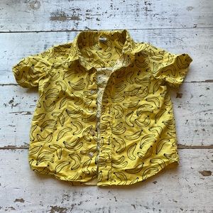 Boys summer banana button down shirt 3t
